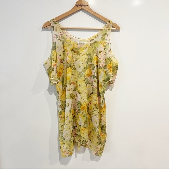 Lovers + Friends Yellow Floral Cold Shoulder Tunic Mini Dress - Picture 9 of 9
